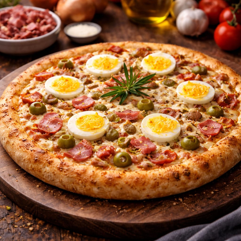 01 Pizza Media Portuguesa + Refrigerante Guarana Antarctica 1 Litro