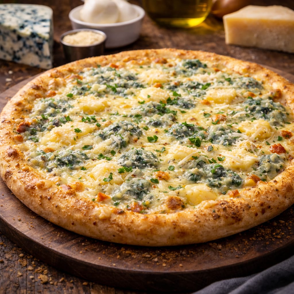 01 Pizza Media Tres Queijos + Refrigerante Guarana Antarctica 1 Litro